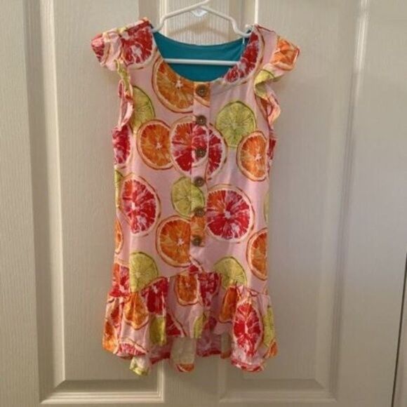 Posh Peanut Citrine Ruffled Cap Sleeve Henley Hi-Low Dress Girls Size 3T NWT - Picture 1 of 9